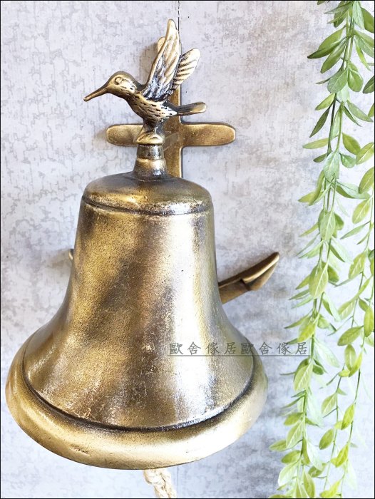 古銅製　大鈴 銅製門鈴(大) 仿古金屬船錨造型蜂鳥風水鈴銅鈴敲鐘出菜鈴水手風造型鈴