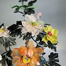 可議價】創匯時期景泰藍玉石盆景牡丹花品相如圖描述高38厘米寬28厘米