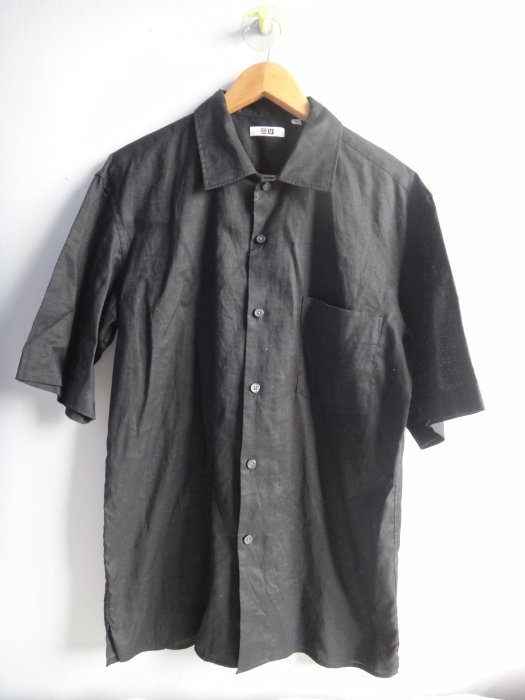 jaob00765100 ~ 正品 Uniqlo U 黑色麻質 短袖襯衫 size: M