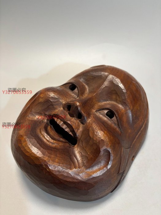 URA]木彫能面『天狗』⁄12-12-108 逸品 在銘 江黒亮声 造 木彫