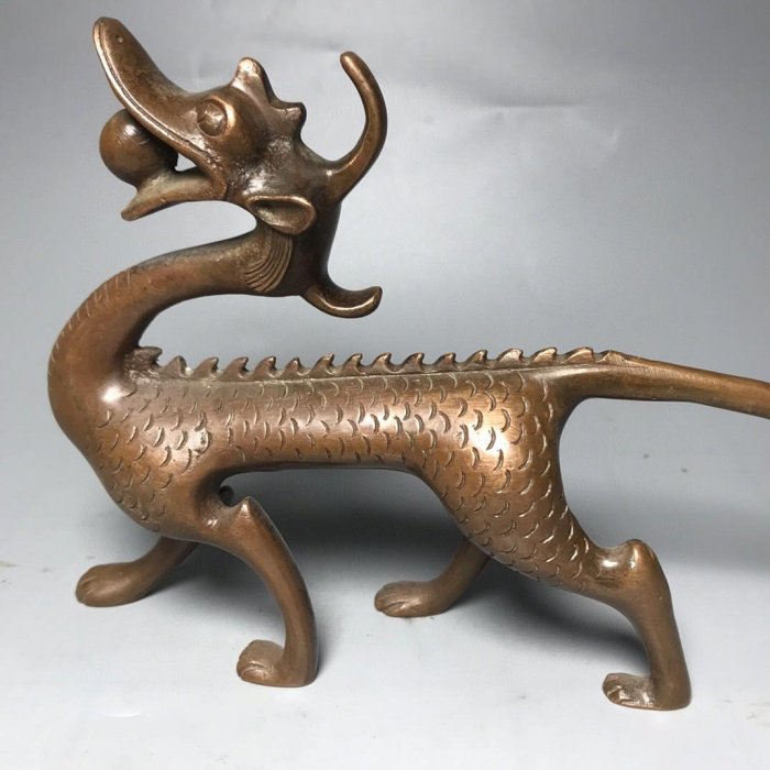 古玩雜項古董老物件紅銅鑄造龍含珠筆架文房桌案裝飾擺件收藏品| Yahoo拍賣