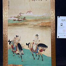 舊藏字畫四尺中堂畫張大千騎馬（唐人行獵圖） 實物拍攝GTyX199 材質