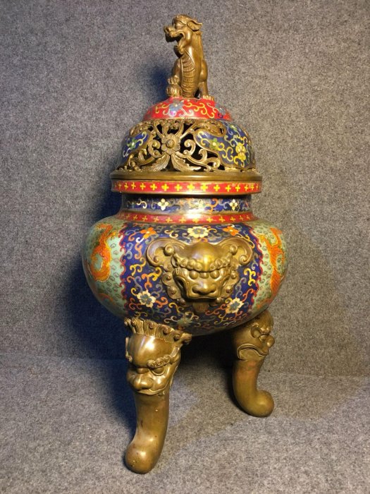 景泰藍銅胎掐絲琺瑯薰香爐，高60厘米，寬34厘米，重24斤【二手】18792