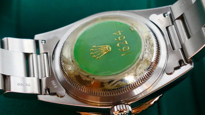 【拍賣會逸品】近新美品！1999年份ROLEX 16264方納石寶石面爬山虎！盒單全自動上鍊機械錶116264 16234 116234參考