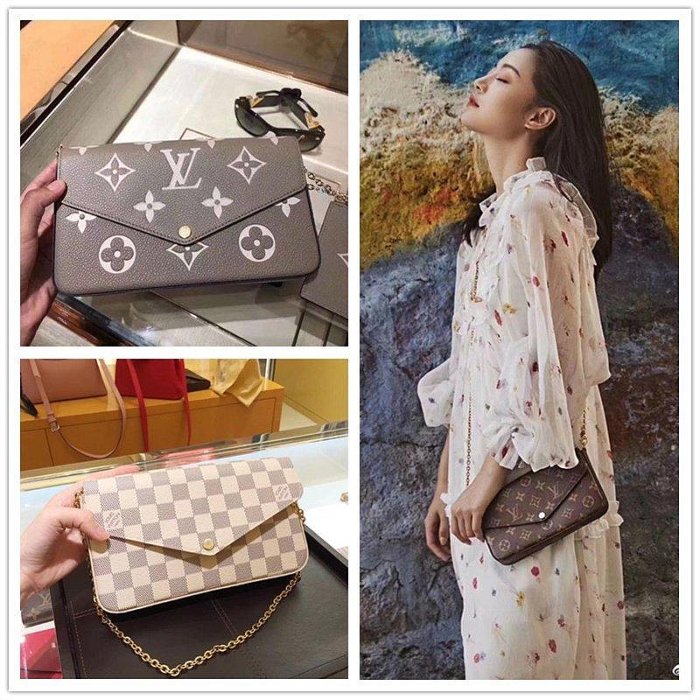 LV路易威登女包 Felicie 三合一信封包鏈條包斜挎包M61276