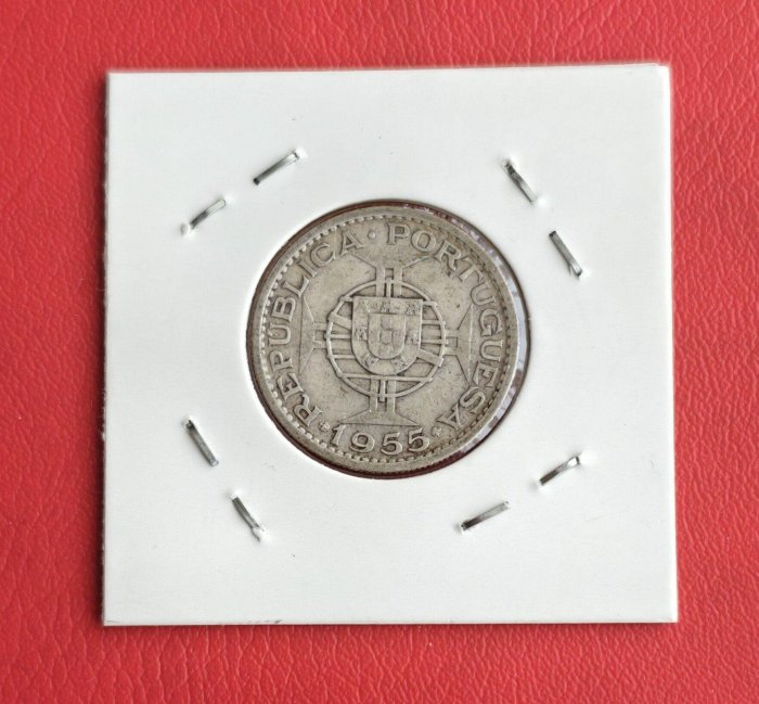 嚴選葡屬安哥拉1955年10埃斯庫多銀幣，重5克銀質推薦收藏1955 年銀幣