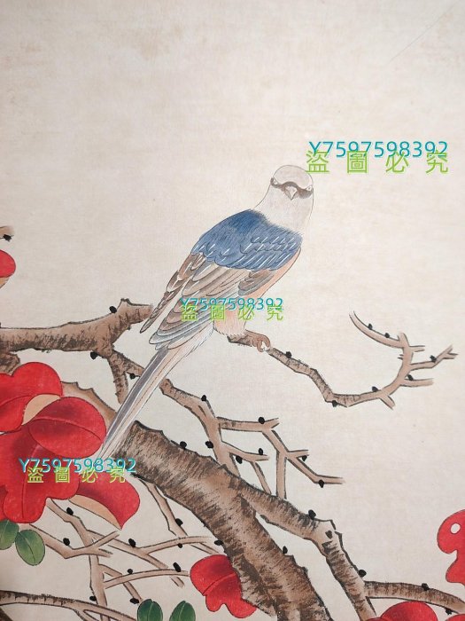 編號AL93 純手繪四尺中堂張大千花鳥一物一圖，實物攝材質【唐韻坊