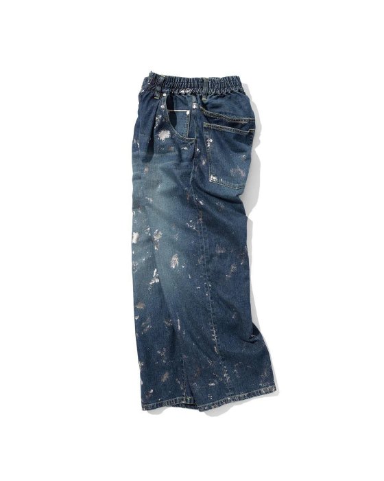 CLESSTE SILVER PRINT VINTAGE WASH SELVEDGE DENIM WIDE PANTS 牛仔褲