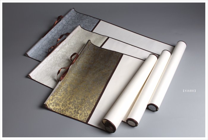 禾洛書屋】空白卷軸/掛軸〈無邊四尺四開/畫心32×68cm〉全绫精装裱(三色