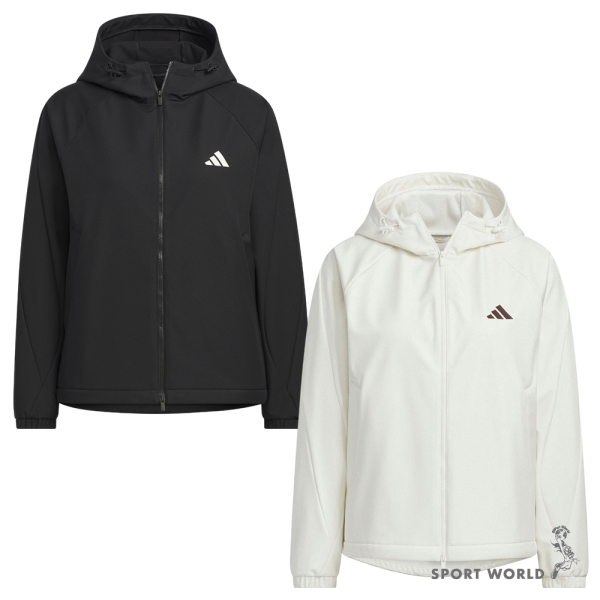 Adidas 連帽外套 女裝 防潑水 磨毛 黑/白【運動世界】KC0054/KC0055
