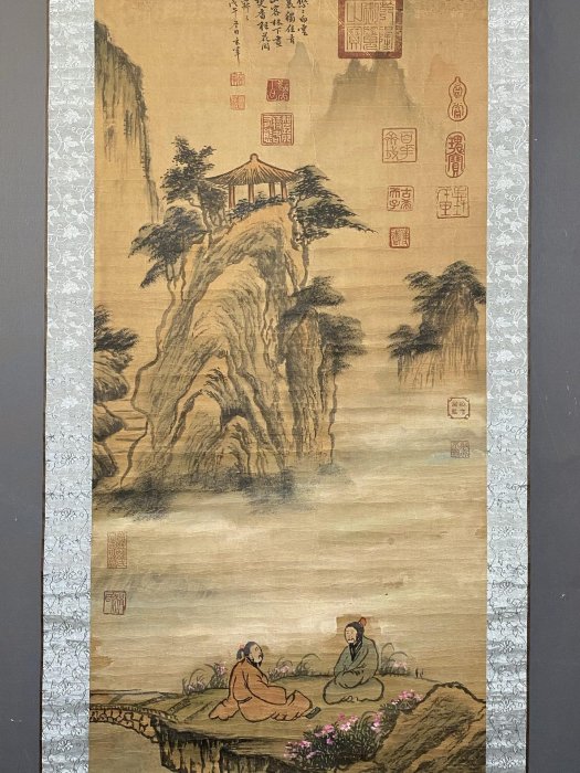 編號dg-335 仿古字畫畫家玄宰山水畫三尺中堂畫手繪畫質宣紙實物拍
