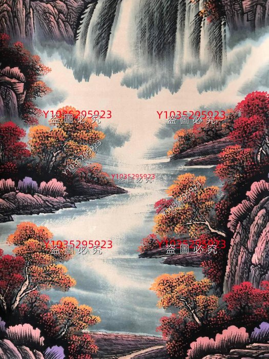 B【魏紫𤋮】山水，四尺純手繪作品，尺寸:202＊88cm左右，畫芯尺寸:130