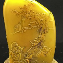 珍品舊藏．壽山石雕刻大師友竹作壽山石田黃級田黃石薄藝［松山訪友