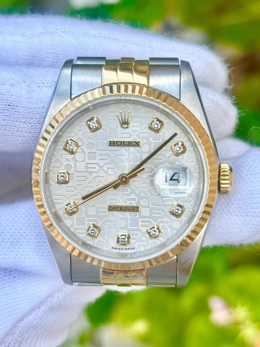 勞力士 ROLEX 型號16233 銀白電腦鑽面  錶徑36mm 動力來源3135 K字頭 2001年