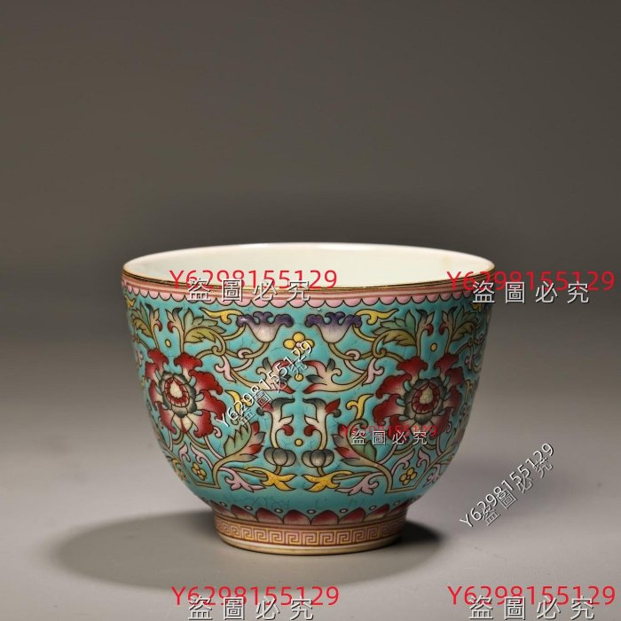 乾隆款純手繪琺瑯彩粉彩瓷酒杯茶碗畫工精湛器型款式精美重120克高4.5