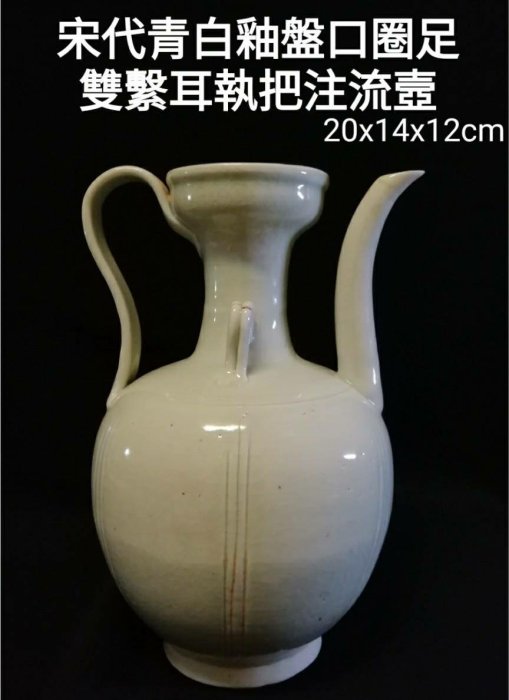 影青盤口執壼從五代至北宋器身漸高，通體多壓4－6條瓜棱，流漸趨細長微