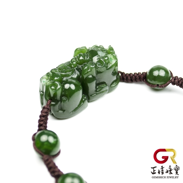 正佳珠寶】和田碧玉手鍊金錢轉運貔貅手串貔貅手珠貔貅手鍊玉石貔貅｜可