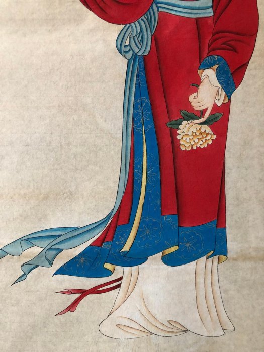 Z96【張大千】人物，四尺豎幅純手繪作品尺寸約：133*66厘米未裝裱，帶