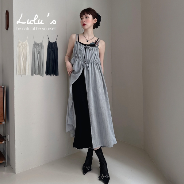 LULUS/文青氣息綁帶細肩罩衫洋裝３色【A03250036】