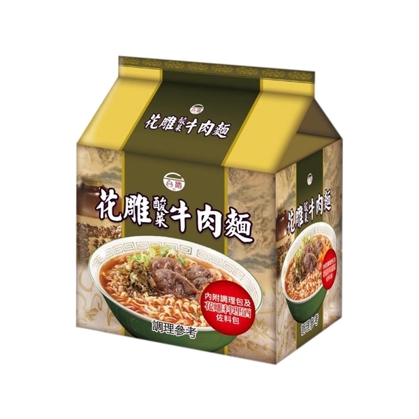 臺灣菸酒 花雕酸菜牛肉麵(200gx3包／袋裝)【小三美日】D109687 泡麵 宵夜 颱風 ※禁空運