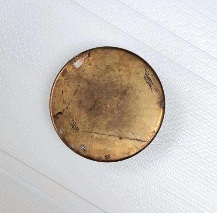 二手早期珍藏~老銅墨水匣墨盒黃銅印泥盒文房四寶.古董.古玩(重370g