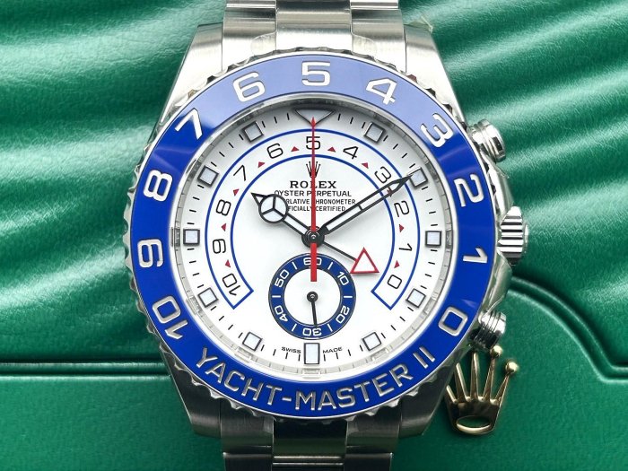 飛馬當舖 ROLEX 勞力士 2018保單 Yacht-Master II 116680 大遊艇 倒數計時 賓士指針 藍色陶瓷錶圈 90%原廠膠膜 9成8新