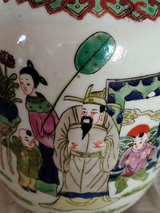 嚴選晚清同治老粉彩茶葉罐，日本回流大開門珍藏罐，手工製作胎質