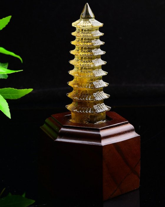 美貨620尺寸111.42.42】純天然黃水晶文昌塔，黃水晶能量塔擺件，顏色