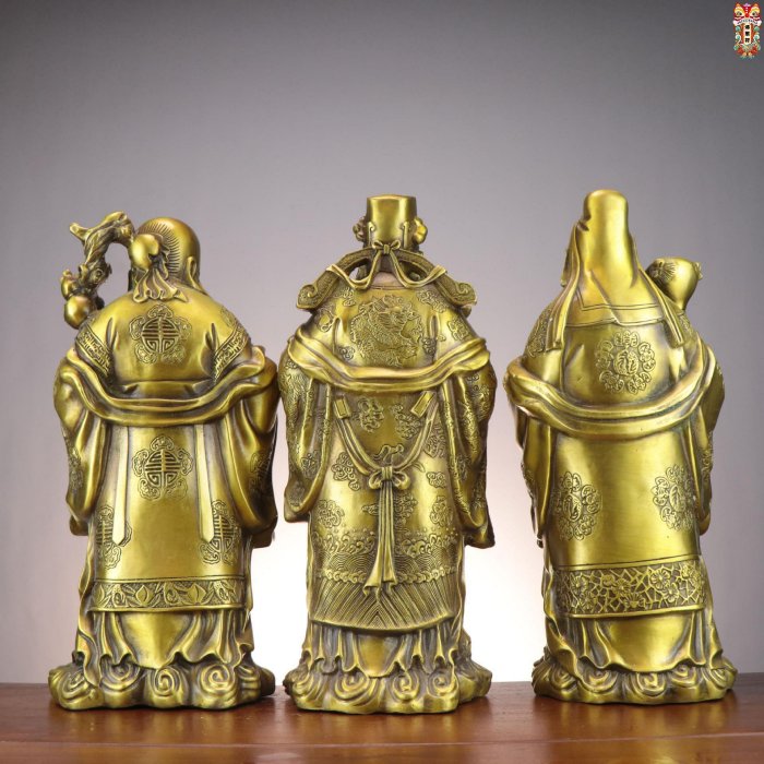 純黃銅福祿壽三仙擺件福星祿星壽星神像家居擺件銅工藝品福祿壽