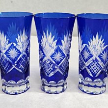 日本古漾】541002 日本帶回日本切子玻璃工藝品美麗時尚藍切子