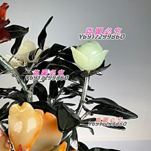 6500 創匯時期景泰藍玉石盆景花品相如圖描述高35厘米瑪瑙水晶岫玉雕刻