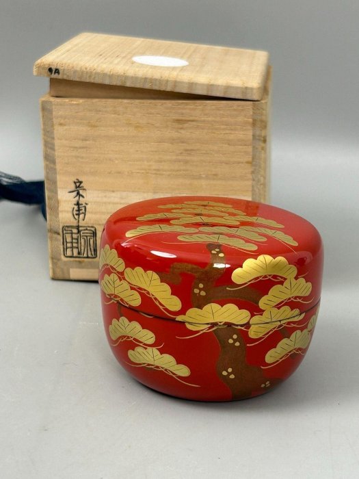 日本回流金蒔繪茶棗木胎漆器，原盒保存完美，漆面光亮如新，適合擺放或