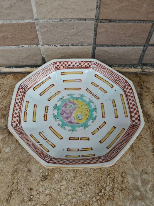 清同治，粉彩太極八卦圖八盤《好品》 《同治年制》 徑20.3cm 古董古瓷