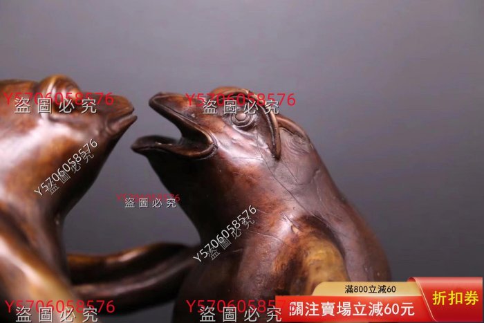 昭和時代庭院銅像置物《相撲蛙，打架的青蛙銅像》 日本銅像置物，日本