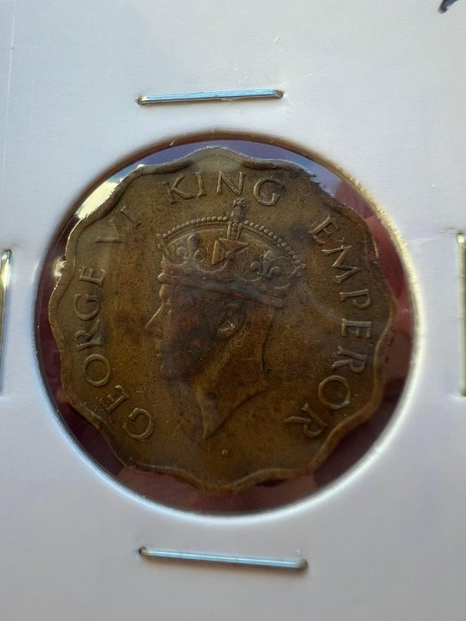 1942年英屬印度1安娜銅幣，喬治六世肖像AA2367，精品花邊設計嚴選藏品