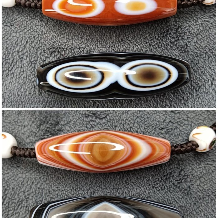 三眼天珠臻品純天然纏絲瑪瑙佛眼三眼天珠天然的三眼難得的一顆17*51mm