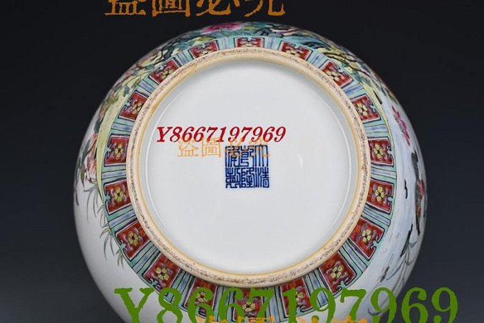清乾隆粉彩五倫圖花鳥賞瓶古玩古董古瓷器39×20厘米3900219 瓷器青花粉