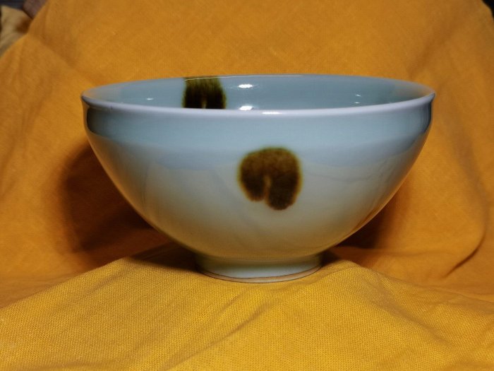 □焼物□ 二代目 諏訪蘇山 『飛青磁茶碗』 共箱 陶印有