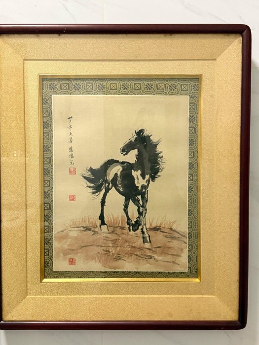 嚴選徐悲鴻《奔馬圖》紙本原作，保手繪珍藏，品相佳背面微裂，適合收藏