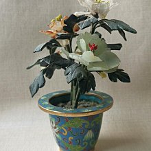 可議價景泰藍玉石盆景和田玉瑪瑙水晶材質玉花玉葉天然材質手工雕琢而成