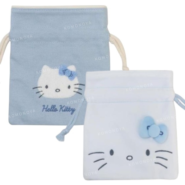 小禮堂 Sanrio 三麗鷗 Hello Kitty 尼龍束口袋 (灰藍款)