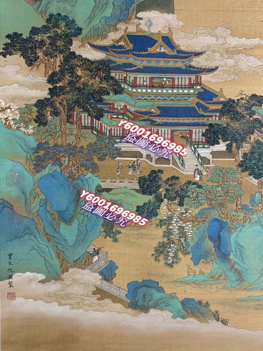 仇英（1505-1552），仙山樓閣圖，明代畫家，與沈周、文徵明、唐寅并稱