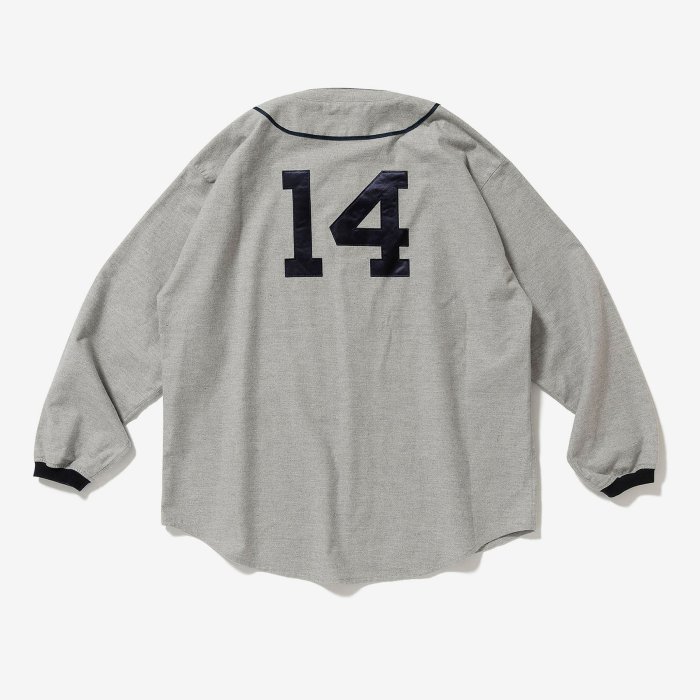 Descendant 22ss Bleek Baseball Shirt 棒球衫襯衫灰藍刺繡| Yahoo拍賣