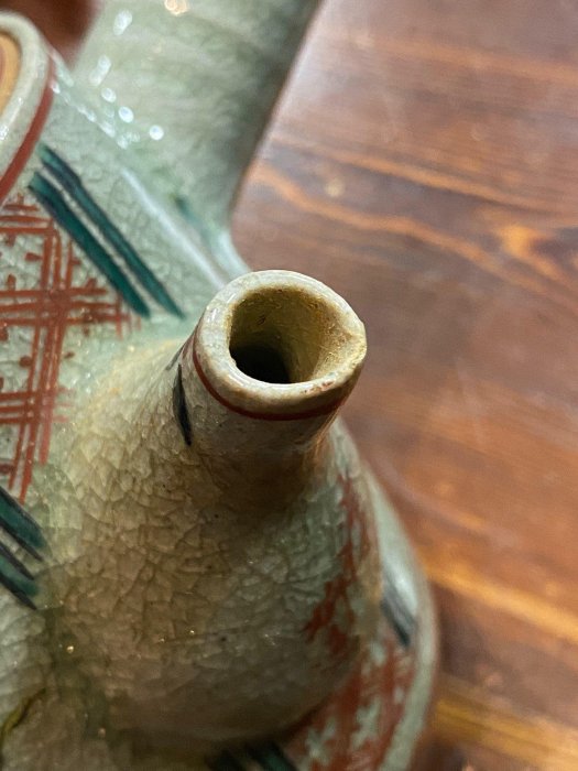 日系名家涉草柳三作手工粗陶壺，直徑10公分嚴選側把壺具收藏涉草柳三作