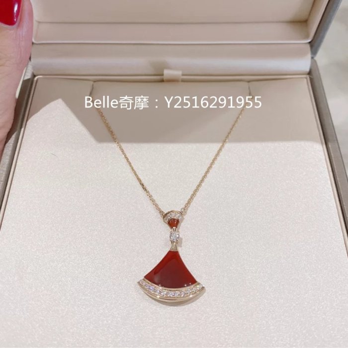 流當奢品 BVLGARI 寶格麗 DIVAS'DREAM項鏈 18K玫瑰金 紅玉髓扇子 鑽石項鍊 356437 真品
