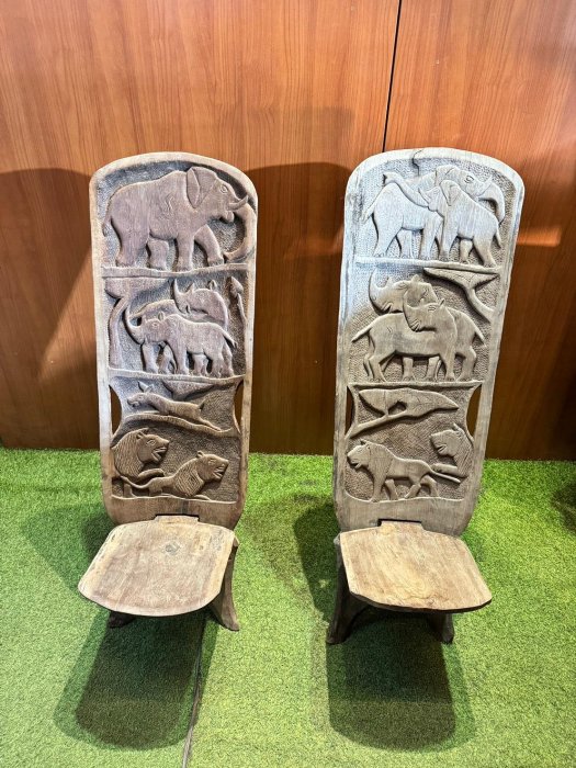 復古風 非洲動物雕刻木椅組 原木椅 木沙發 沙發組 貴妃椅 洽談椅 休閒椅 木製椅 客廳沙發A7361晶選二手傢俱