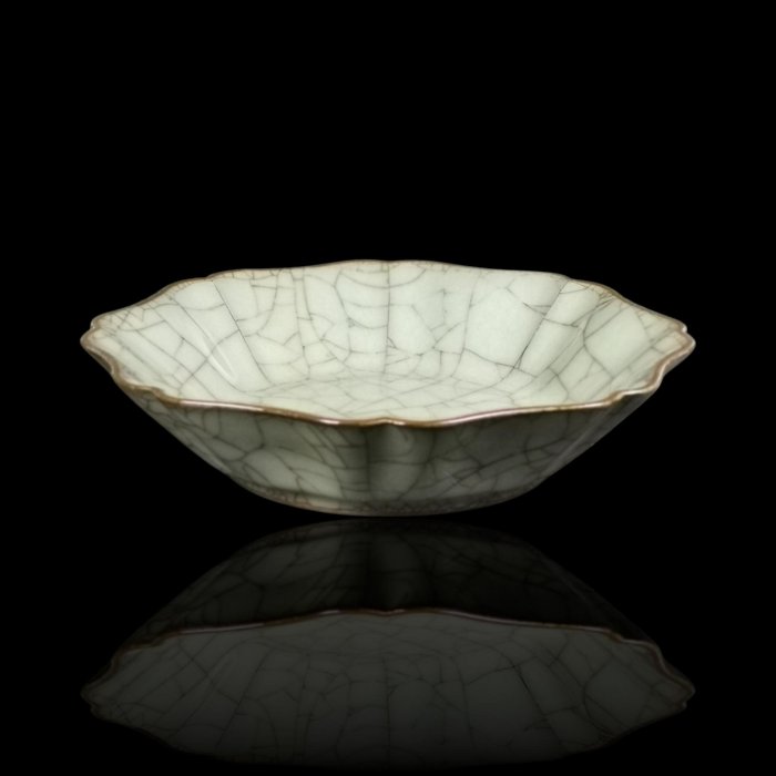 宋時代 古陶磁器 鈞窯 詩文賦包口花口洗 極細工 古