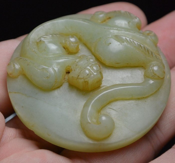 天地居] ~底價1000元~和闐浮雕螭龍玉璧玉珮玉佩0802 | Yahoo拍賣