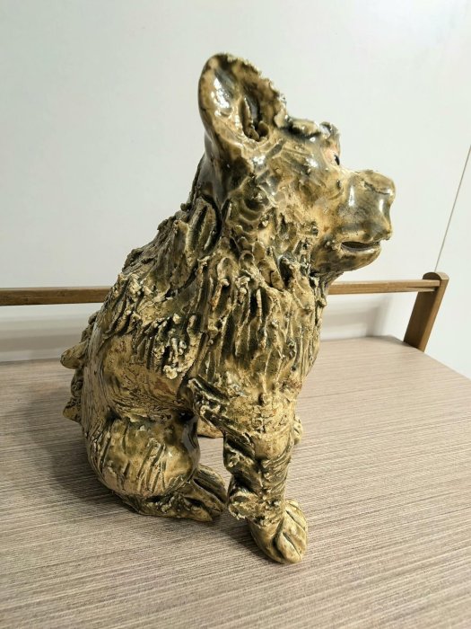 獅子? 狛犬? の置物 大日窯 信令作 置物 陶器 アンティーク 骨董