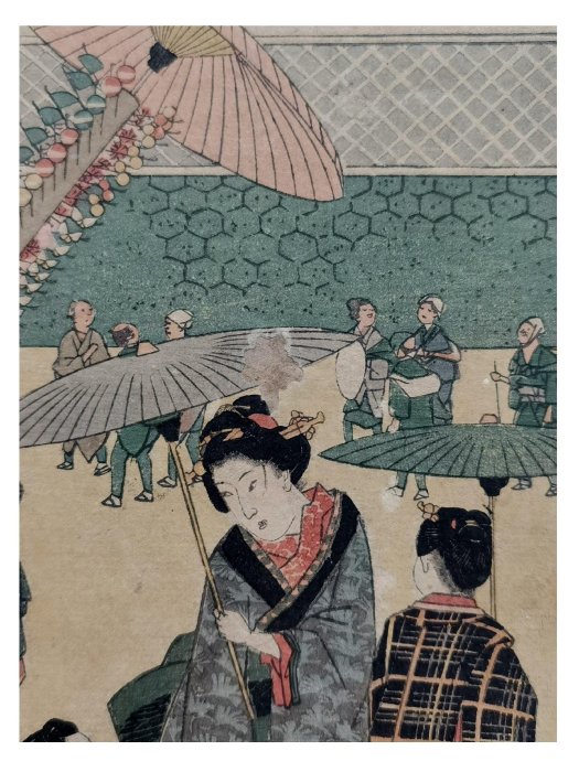 日本木版畫。歌川廣重作品。雕刻師佐野喜，拓印師。尺古董老物件